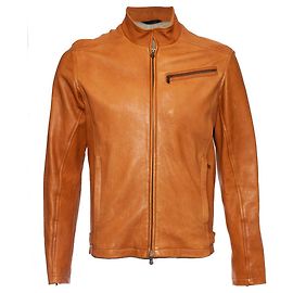 KENZO, Orange leather biker jacket Brown Orange