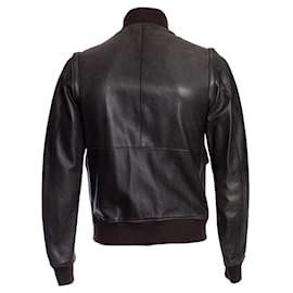 Dolce & Gabbana-DOLCE & GABBANA, Brown leather jacket with detachable sleeves.-Brown