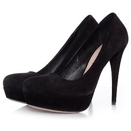 miu miu, Black suede platform pumps. Black