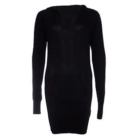 Autre Marque Cachemire rebelle, Robe pull à capuche avec tête de mort Noir