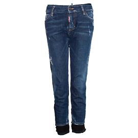 Dsquared2, jeans azules con ribete de encaje. Azul