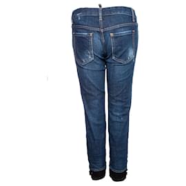 Dsquared2-Dsquared2, blue jeans with lace trim.-Blue