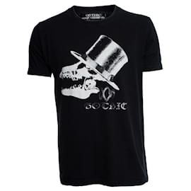 Yohji Yamamoto-Yohji Yamamoto, Camiseta preta com estampa-Preto