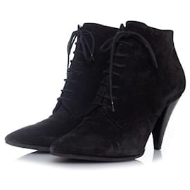 Saint Laurent-SAINT LAURENT, Suede lace up ankle boots-Black
