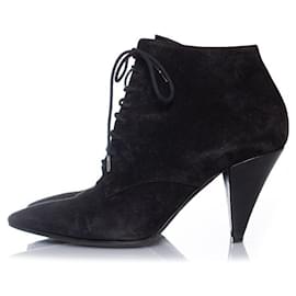Saint Laurent-SAINT LAURENT, Suede lace up ankle boots-Black