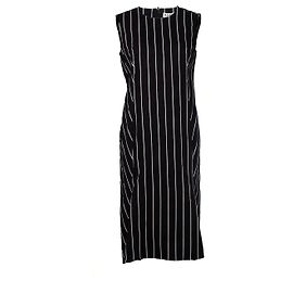 balenciaga, Vestido largo con estampado de rayas Negro