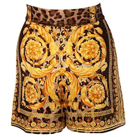 Gianni Versace-Gianni Versace Couture, pantalones cortos con estampado barroco-Castaño