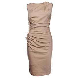 Christian Dior-Christian Dior, Wrinkled sleeveless beige dress-Brown