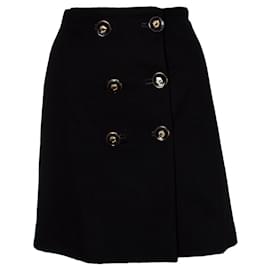 Gianni Versace-Gianni Versace Couture, falda de lana con botones y forro-Negro