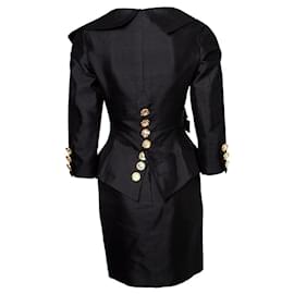 Christian Lacroix-Christian Lacroix, twin suit with ribbons and crystal buttons-Black