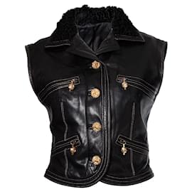 Gianni Versace-Gianni Versace Couture, Runway leather vest-Black