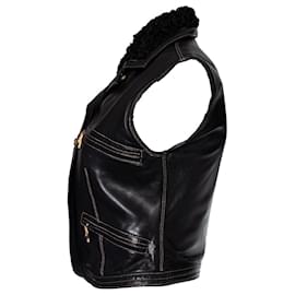 Gianni Versace-Gianni Versace Couture, Runway leather vest-Black