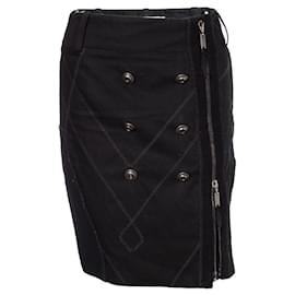 Christian Dior-Christian Dior, quilted stitched zip skirt-Black