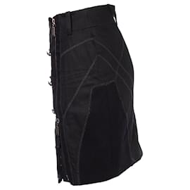 Christian Dior-Christian Dior, quilted stitched zip skirt-Black