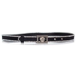 Gianni Versace, Canvas-Medusa-Gürtel mit Strass Schwarz