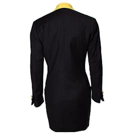 Gianni Versace-Gianni Versace Couture, Maxi blazer with yellow collar-Black