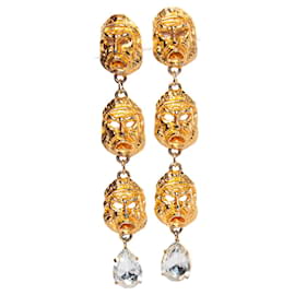 Gianni Versace, Theatre drop clip earrings Golden