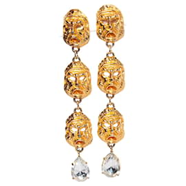 Gianni Versace-Gianni Versace, Theatre drop clip earrings-Golden