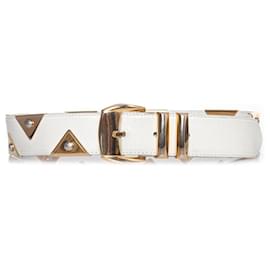 Gianni Versace-Gianni Versace, cinturón con aplicaciones de triángulos dorados-Blanco
