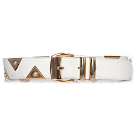 Gianni Versace-Gianni Versace, belt with gold triangle applications-White