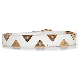 Gianni Versace-Gianni Versace, belt with gold triangle applications-White