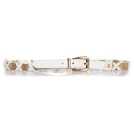 Gianni Versace-Gianni Versace, White leather and metal braided belt-White
