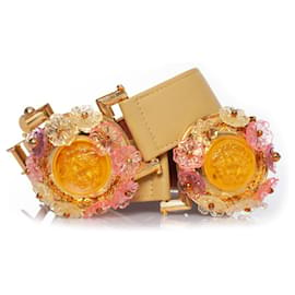 Gianni Versace-Gianni Versace, cinto com aplicações florais de medusa-Amarelo
