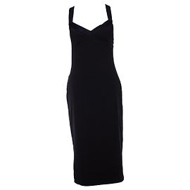 DOLCE & GABBANA, Schwarzes Kleid mit Logo-Trägern Schwarz