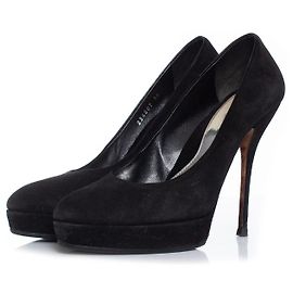 gucci, Black suede platform pumps Black