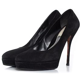 Gucci-Gucci, Zapatos de tacón con plataforma de ante negro-Negro
