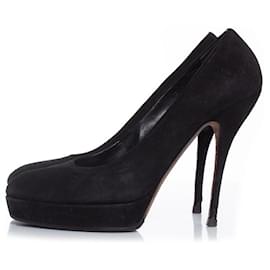 Gucci-Gucci, Zapatos de tacón con plataforma de ante negro-Negro