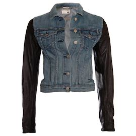 RAG & BONE, jaqueta jeans com mangas de couro Preto Azul
