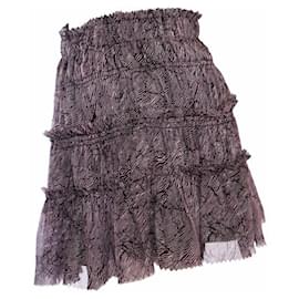 Theory-TEORÍA, falda plisada morada con estampado de rayas en talla P/XS (Tramo).-Púrpura