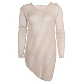 Helmut Lang, Beige/natural open woven asymmetric top in size S. Other