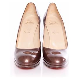 Christian Louboutin-CHRISTIAN LOUBOUTIN, brown/antrecite colored pumps in patent leather in size 40.5.-Brown,Grey