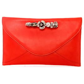 Autre Marque-Maison Du Posh, red lamb leather clutch bag-Red