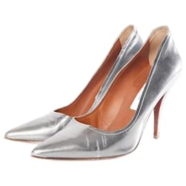 Lanvin-LANVIN, silver pumps in high shine leather.-Silvery