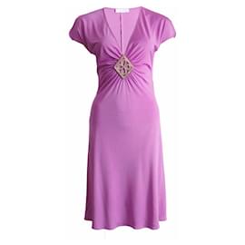 Emilio Pucci-Emillio Pucci, purple silk dress with silver braided ornament in size 38.-Purple
