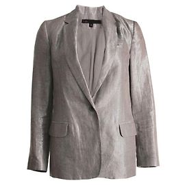 Maje, blazer lurex prateado. Prata