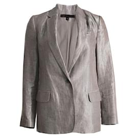 Maje, Silberfarbener Lurex-Blazer. Silber