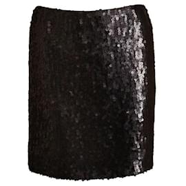 Chanel-Chanel, jupe noire à paillettes en taille 40.-Noir