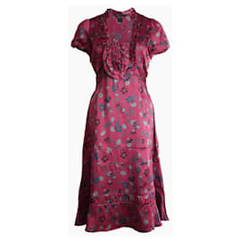 Marc Jacobs-MARC JACOBS, wine red dress with flowers.-Red