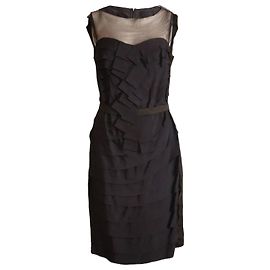 LANVIN, Schwarze Farbe/blaues Abendkleid mit durchsichtigen Details und elastischem Bund in Größe 40fr/S. Schwarz Blau