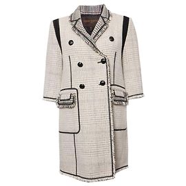 Louis Vuitton, black/white tweed coat with ¾ sleeves in size FR40/S. White Other