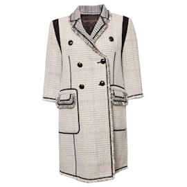 Louis Vuitton-Louis Vuitton, De color negro/abrigo de tweed blanco con mangas ¾ en talla FR40/S.-Blanco,Otro