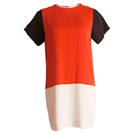 Céline-Celine, vestido de seda em laranja/Cor preta/branco no tamanho S.-Laranja