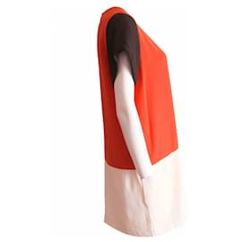Céline-Celine, vestido de seda en naranja/De color negro/blanco en talla S.-Naranja