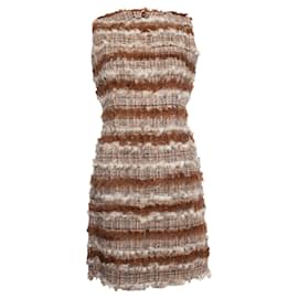 Chanel-Chanel, vestido de tweed com pelo de cabra-Marrom
