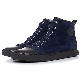 Hermès Hermes, Blue suede high top sneakers Blue