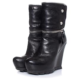 Autre Marque-Camilla Skovgaard, 3 IN 1 leather zip wedge boots-Black